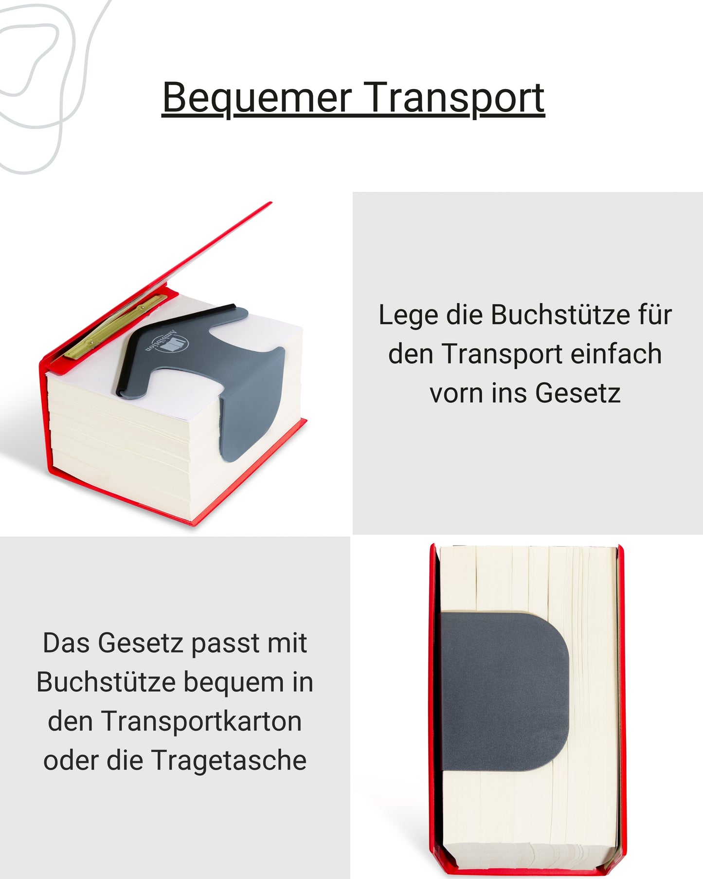 Ambibtion Buchstütze Größe L (Grau)