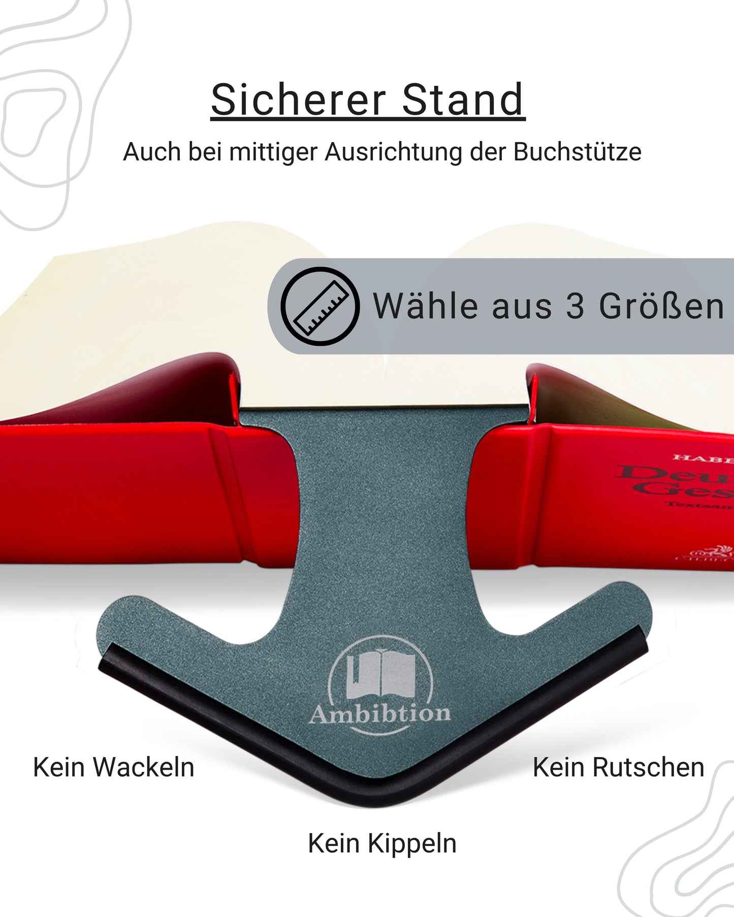 Ambibtion Buchstütze Größe L (Grau)