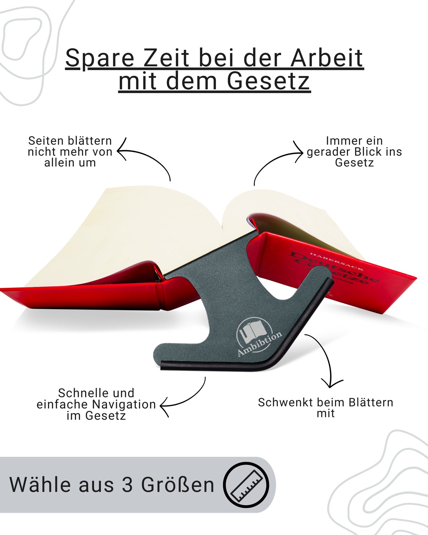 Ambibtion Buchstütze Größe L (Grau)