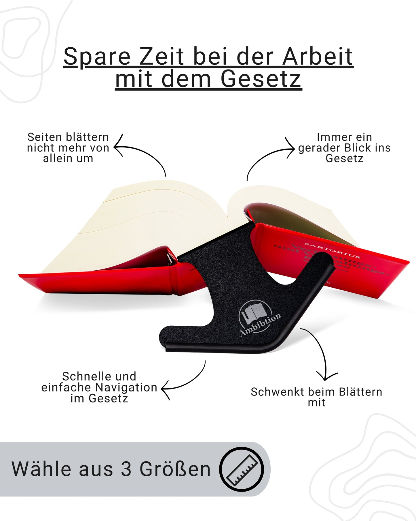 Ambibtion Buchstütze Größe M (Schwarz)