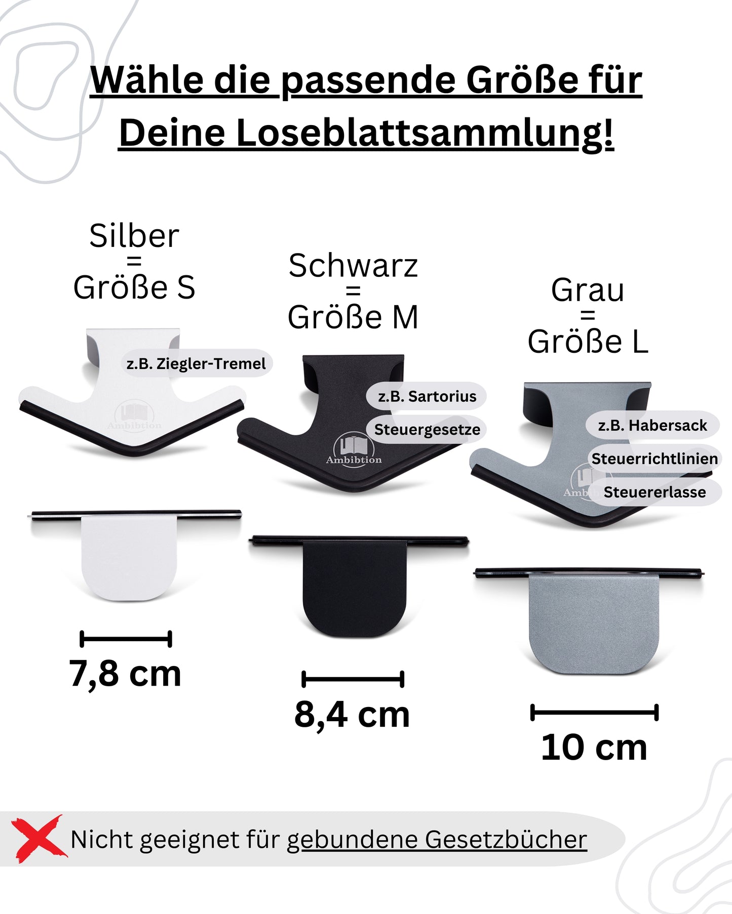 Ambibtion Buchstütze Größe L (Grau)