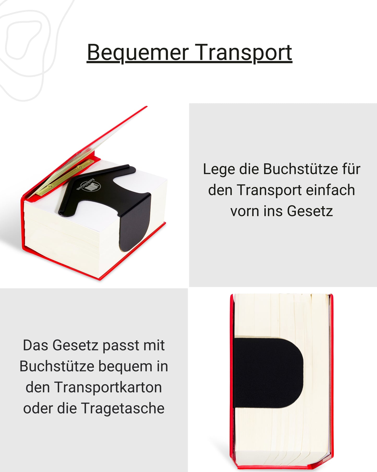 Ambibtion Buchstütze Größe M (Schwarz)