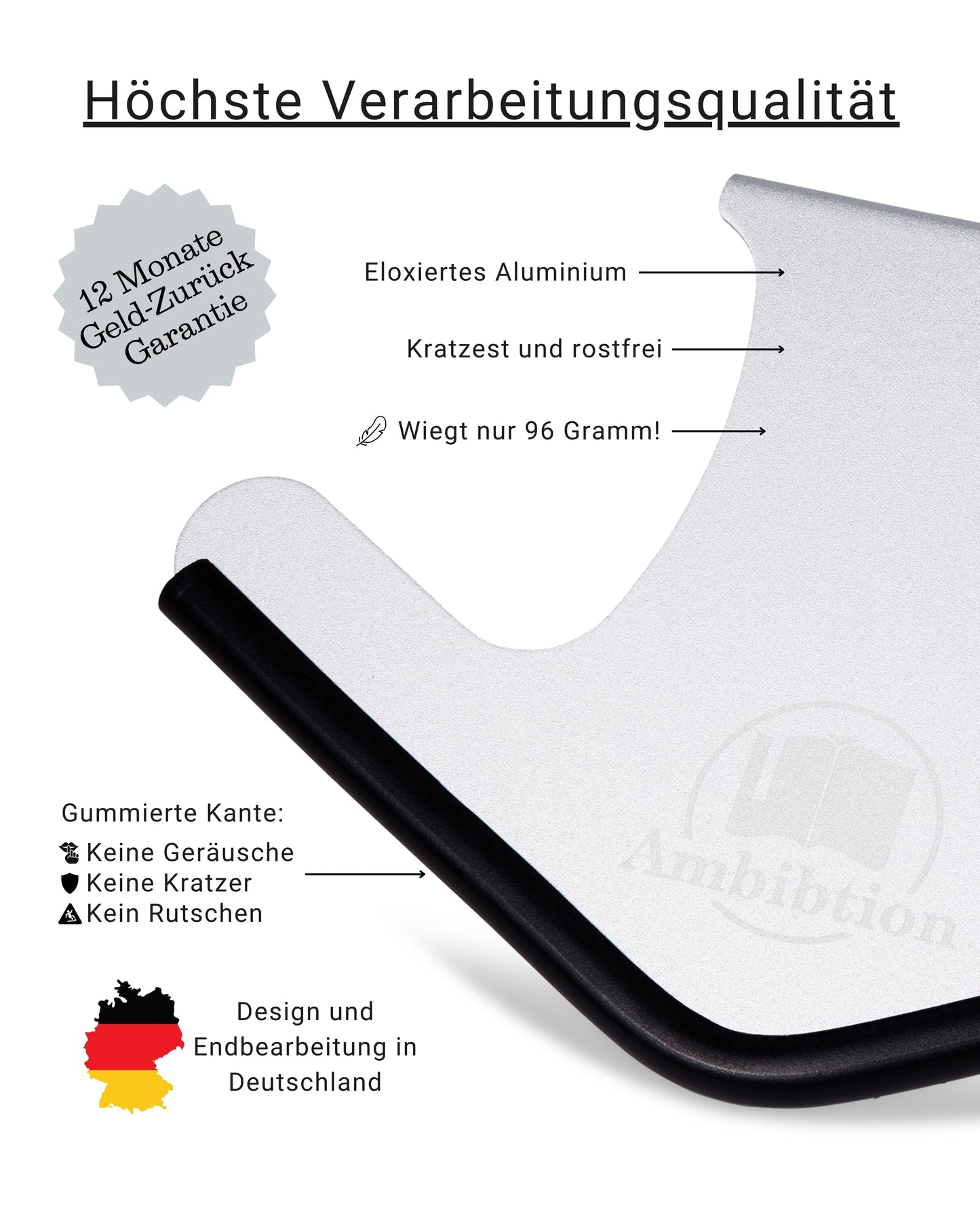 Ambibtion Buchstütze Größe S (Silber)
