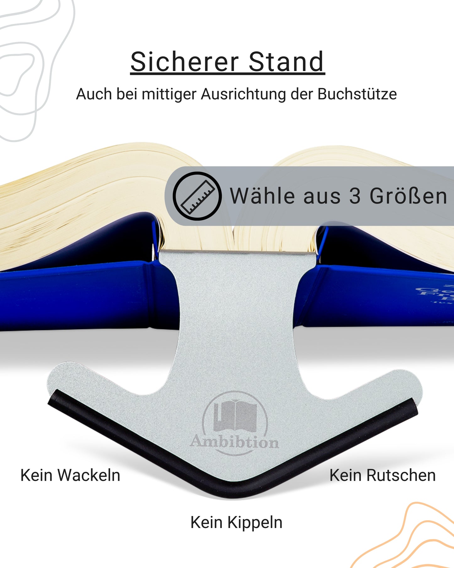 Ambibtion Buchstütze Größe S (Silber)